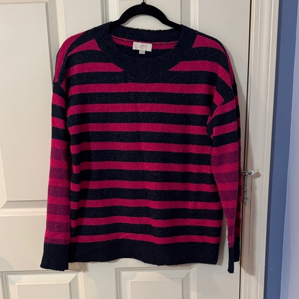 Women's Striped Sweater - Pink and Black